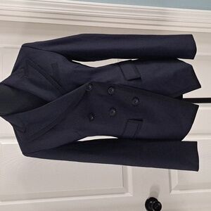 REBECCA MINKOFF Wool Blend Navy Blue & Black Tailored Structured Blazer